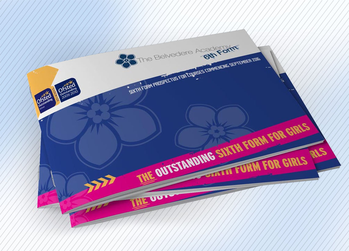 Belvedere Academy Sixth Form prospectus front cover design